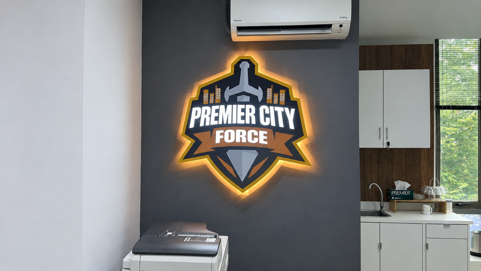 Box-up logo signage