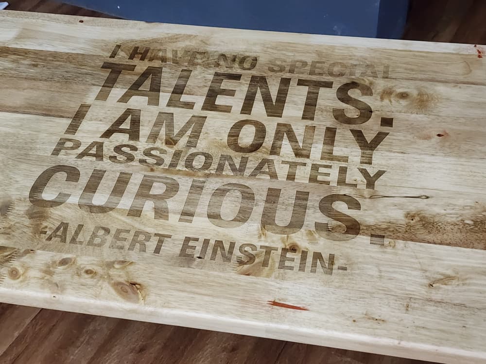 Engraved table top